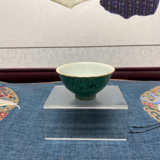 KC20240615003清中期松石绿釉什锦茶园/古董