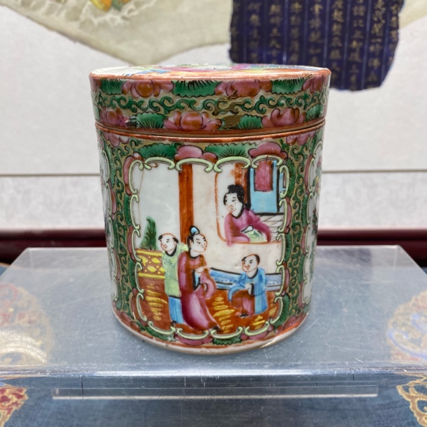 清晚期广彩人物故事盖盒7/古玩/收藏/KC20241126011