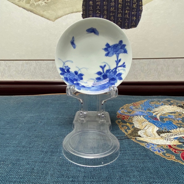 全品｜民国牡丹花卉青花盘5/古玩/收藏/KC202312181278