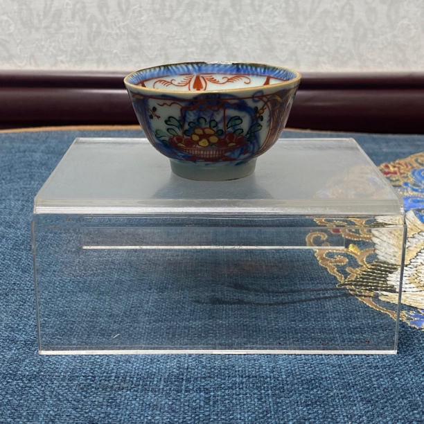 清康熙青花矾红描金花篮茶杯5，KC202312141214