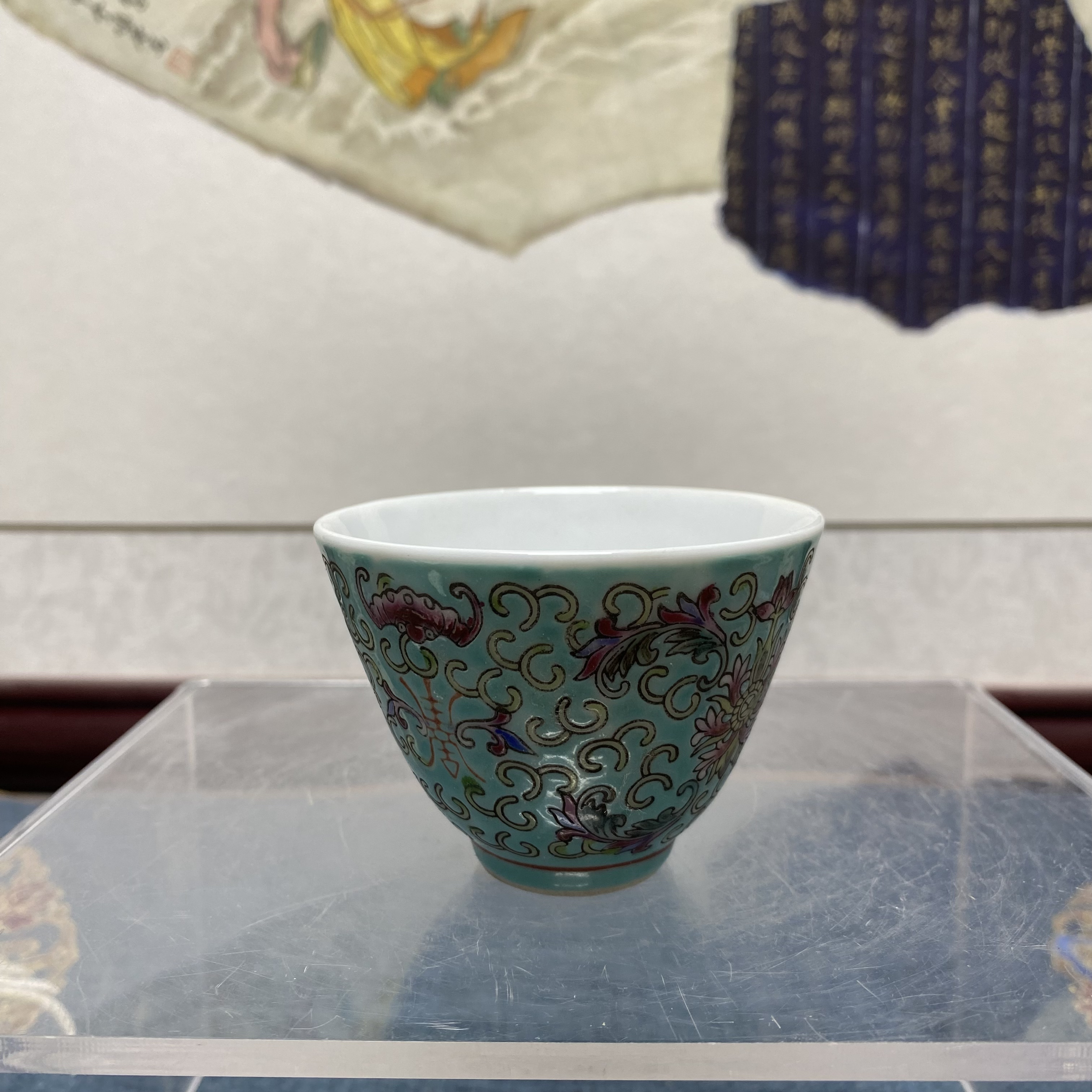 民国松石绿釉茶杯1/古董，KC20240703006