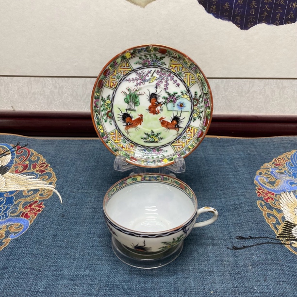 民国大吉大利广彩杯碟5/古董/瓷器，KC20240719006