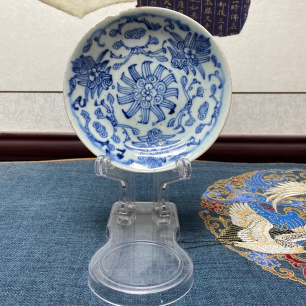 清中期青花缠枝莲纹赏盘4，KC202312181268