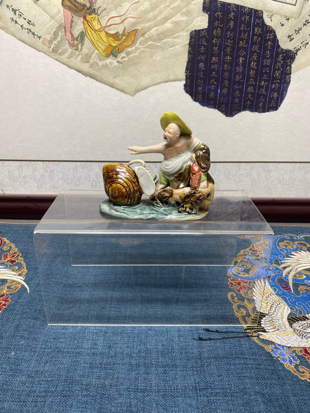 民国鹬蚌相争渔翁得利塑像摆件，Kc20230815146