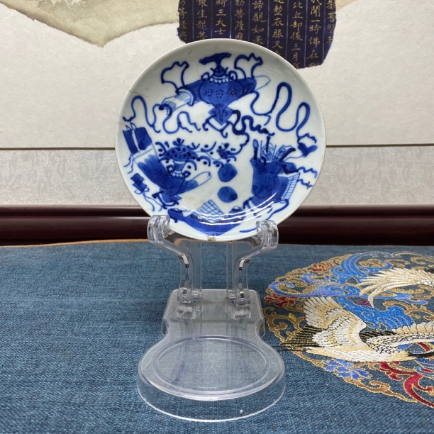 清晚期青花博古赏盘7，KC202310311479