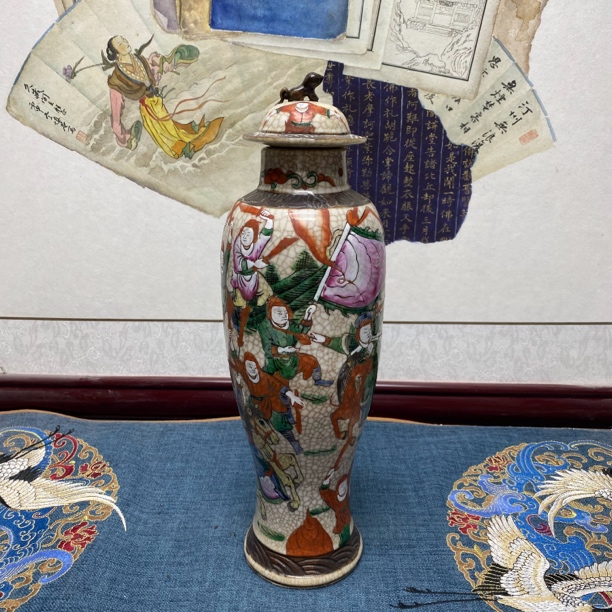 清晚期刀马人物故事哥釉将军罐21/古玩/KC20241113013