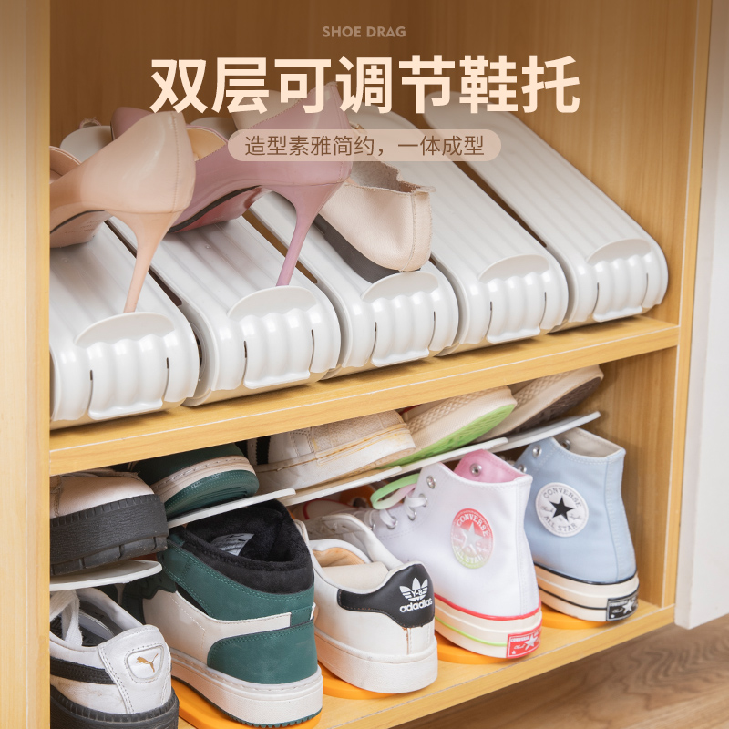 省空间收纳神器鞋柜分层折叠鞋架鞋子收纳盒鞋盒鞋托装放鞋整理箱