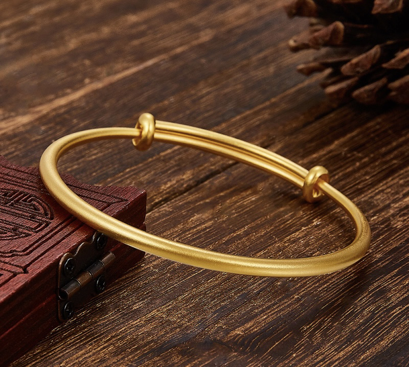 足金999古法推拉手镯实心时尚素圈