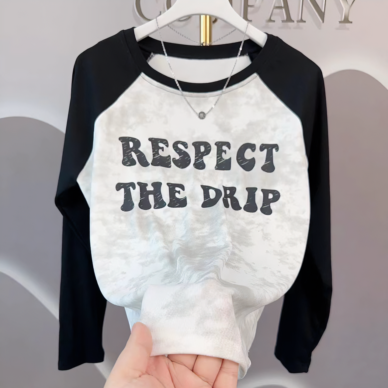 2024秋季新款大码长袖T恤胖mm正肩显瘦插肩上衣时尚休闲百搭拼接