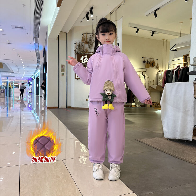 【棉服套装】2024冬季新款可爱小熊时尚时髦洋气保暖儿童套装