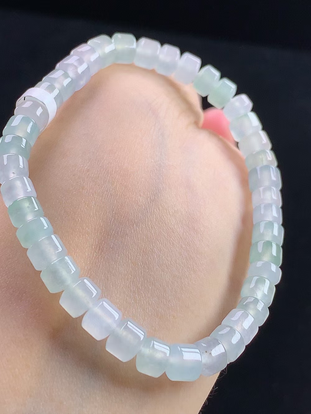 天然缅甸A货翡翠玉石珠宝礼物冰种冰胶桶珠手串j尺寸6mm配证书