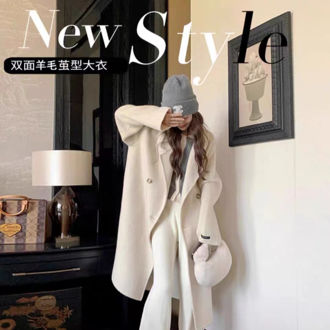 长款双面毛呢外套女士显瘦2023秋冬新款微胖大码韩系女款呢子大衣