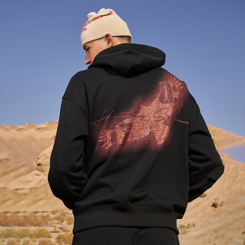 有志者UZISX卡米然猎鹰系列美式印花卫衣秋季休闲宽松连帽套头衫