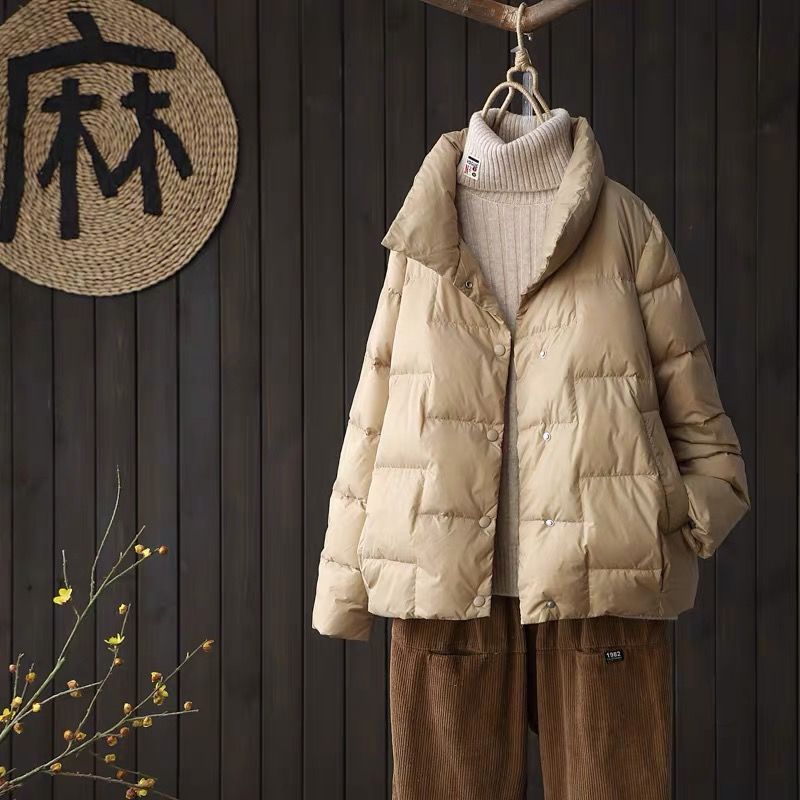 高梵羽绒服2023秋冬白鸭短款服女新款立领洋气面包小个子宽松外羽