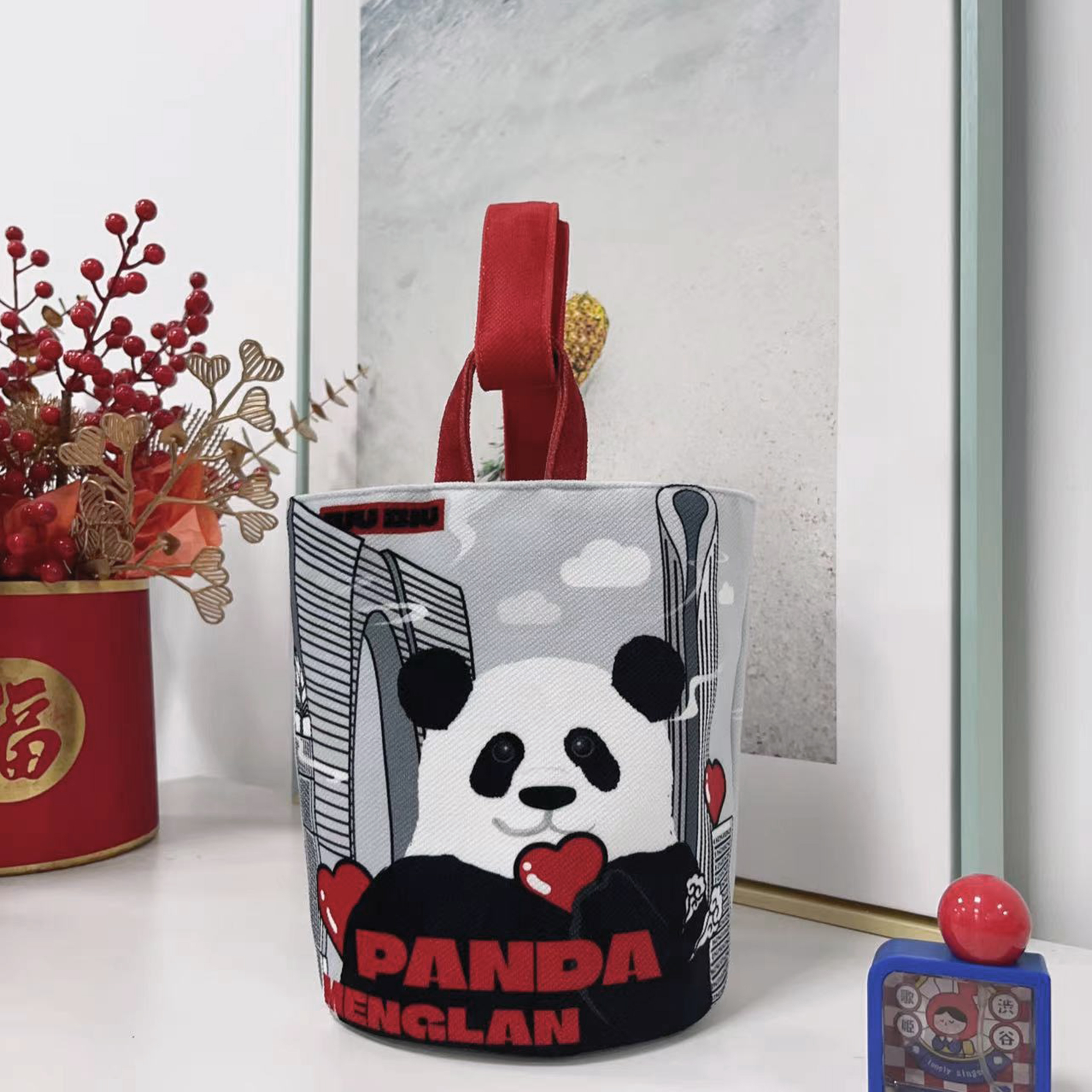 虞小仙BIUBIU/东方熊猫 个性印花可设计师女学生单肩大容量水桶包