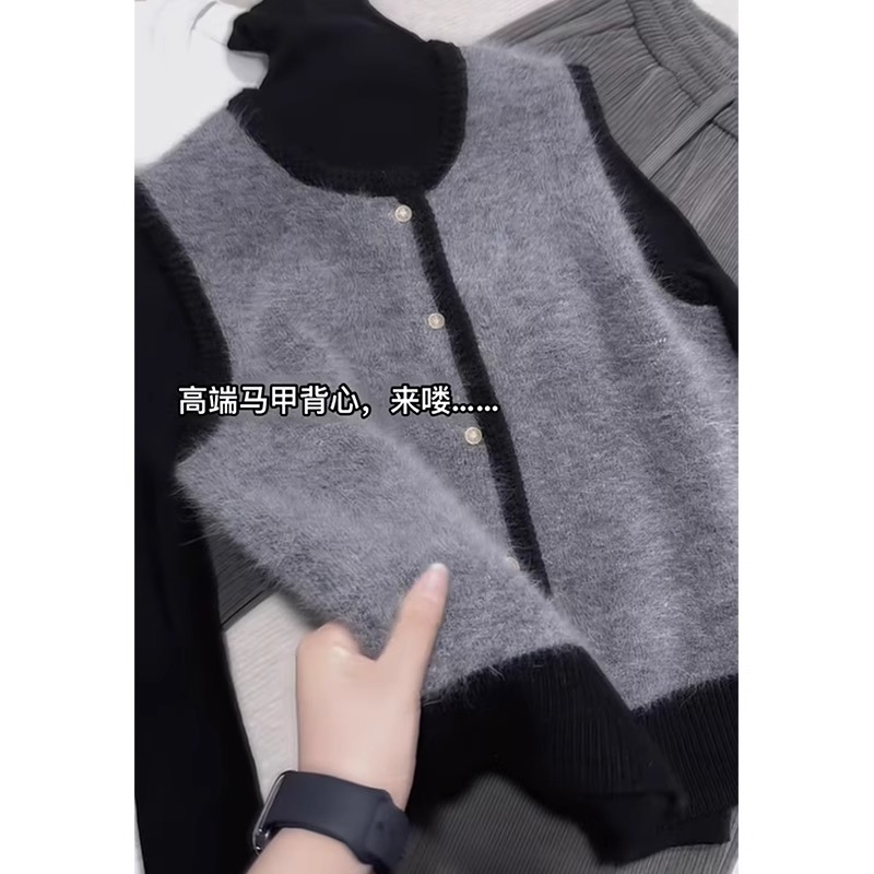 洋派百搭马甲针织背心女秋冬新款无袖背心马夹叠穿内搭打底衫上衣