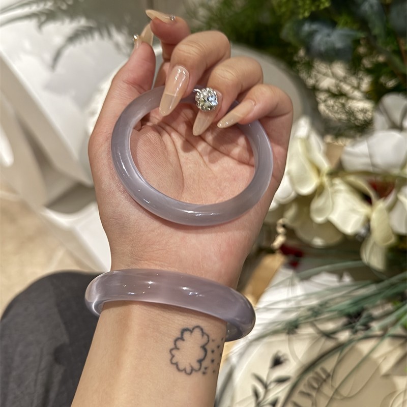 玉镯芋泥啵啵手镯女款新中式首饰镯子冰透镯子时尚精美手工冰透