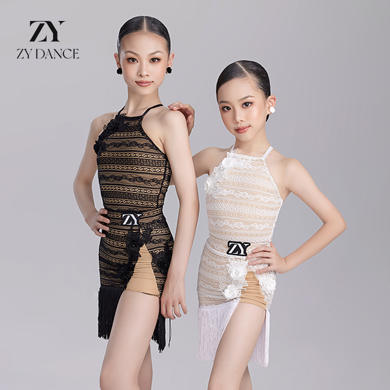 ZYdance少儿新款拉丁舞服女童专业表演练功服高级感刺绣儿童套装
