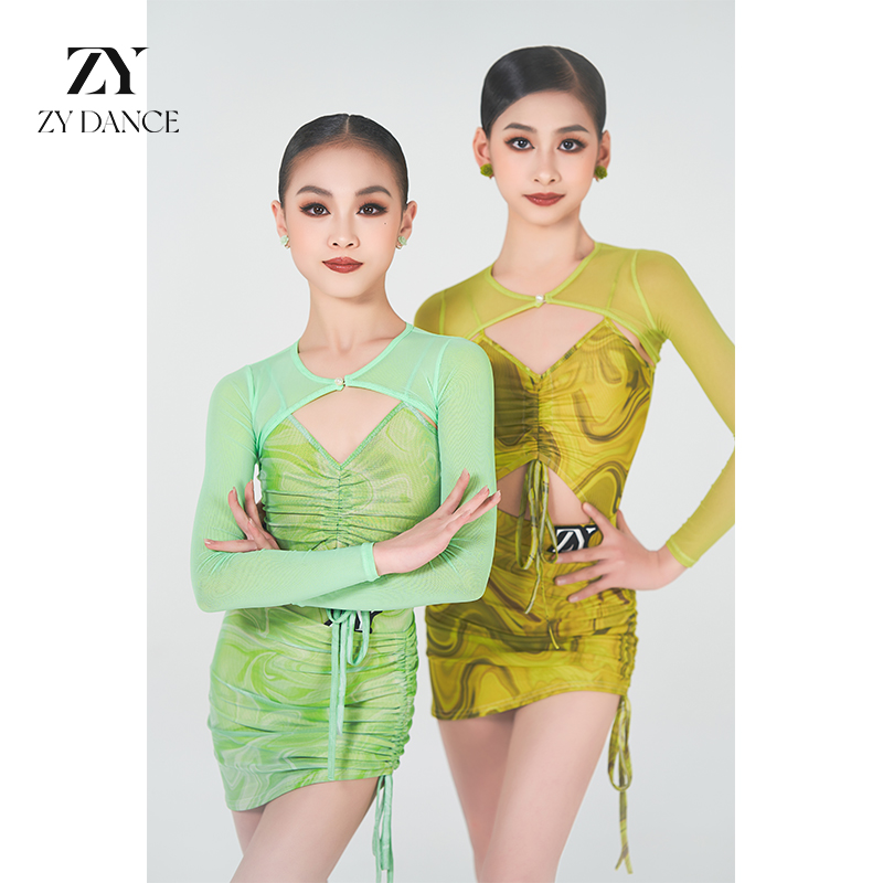ZYDANCE拉丁舞蹈服女童练功服儿童表演出服网红套装夏季新款少儿
