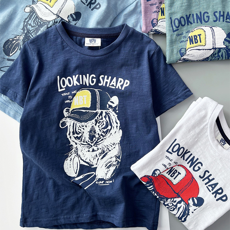 2024年夏季新款儿童纯棉短袖T恤中大童卡通宽松竹节棉短袖打底衫i