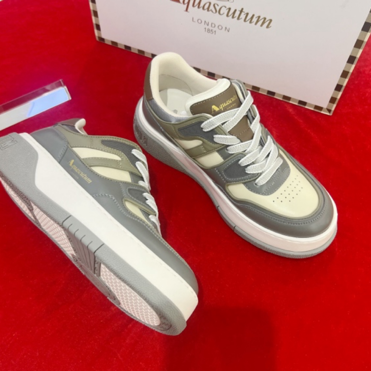 Aquascutu雅阁狮丹-英国新款低帮百搭时尚潮流板鞋鞋子休闲鞋厚底