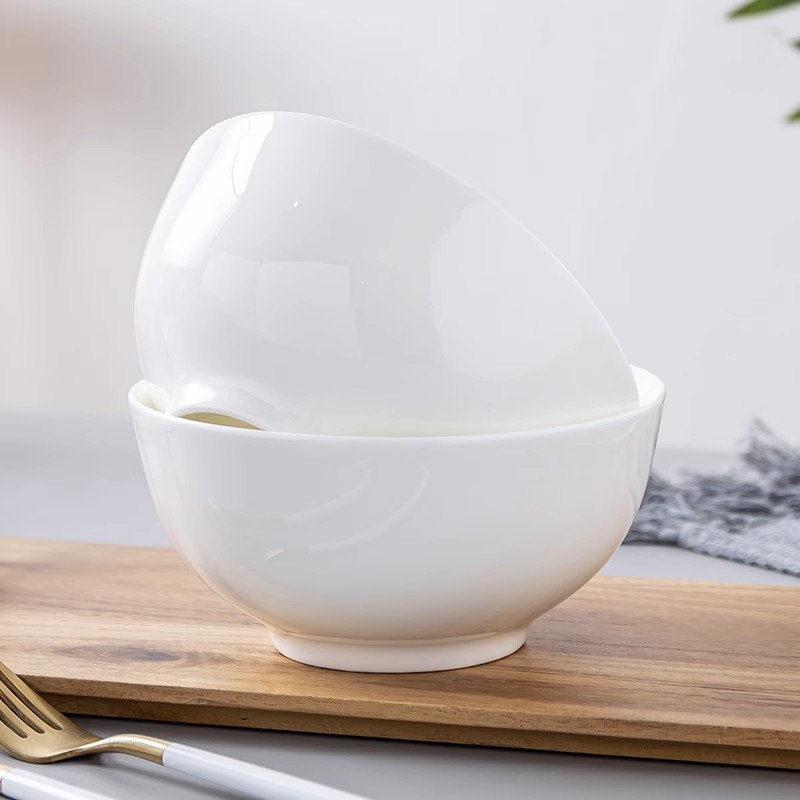 景德镇家用骨瓷餐具碗纯白色饭碗面碗汤碗泡面碗吃饭碗吃面专用碗