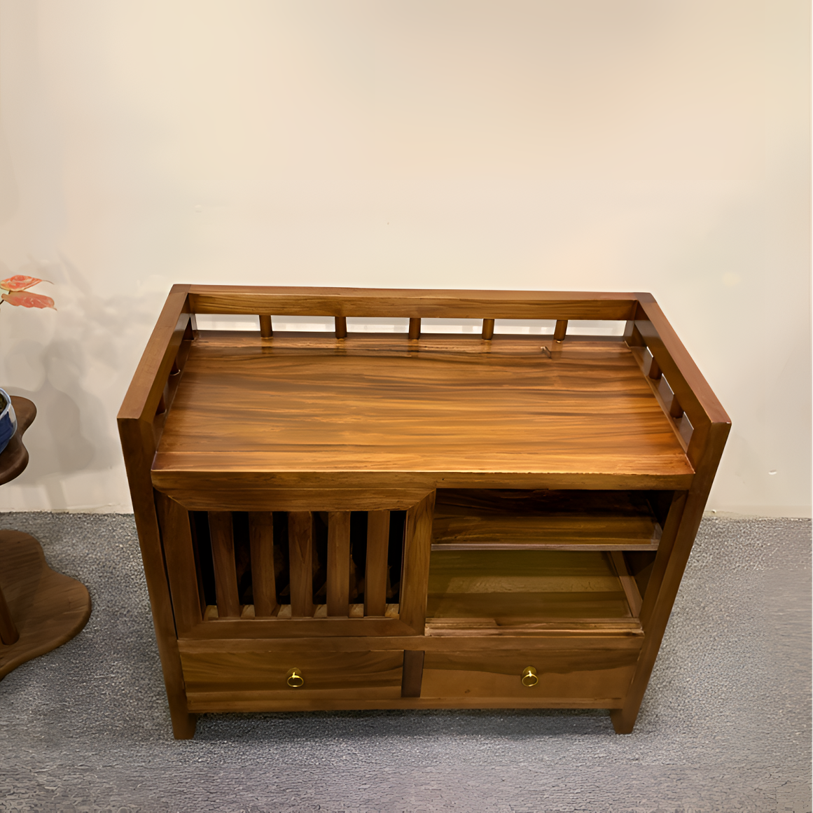 胡桃木餐边柜储物柜收纳柜茶柜家用实木储物柜餐边收纳边柜茶水柜