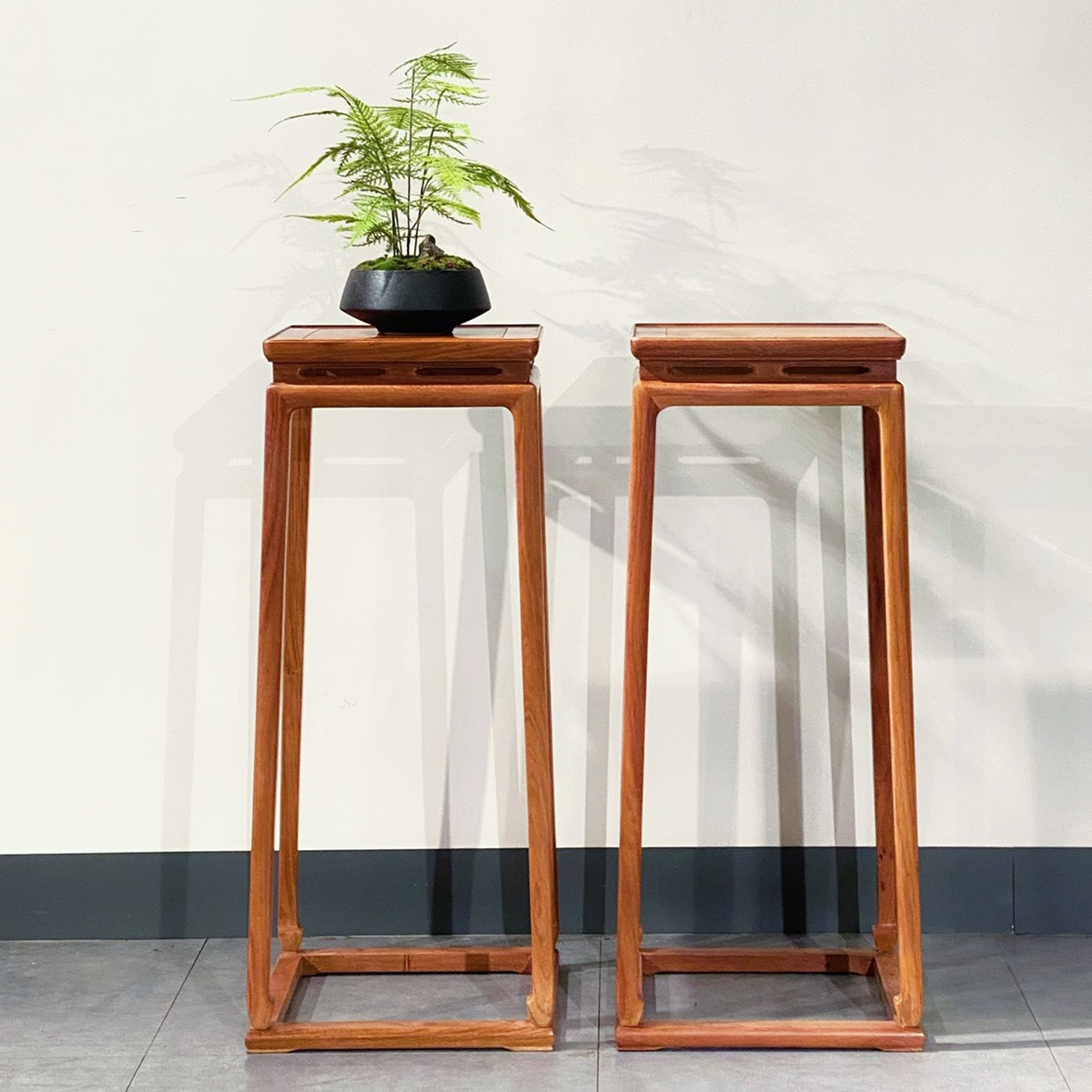 【缅甸花梨】四方花架（一对）