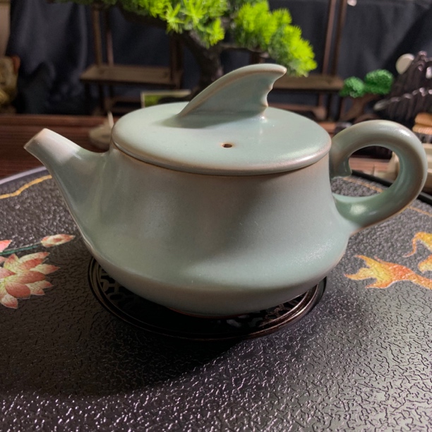 仿古釉 重工鲨鱼壶玛瑙原产地原矿汝州汝窑汝瓷高端瓷器开片可养