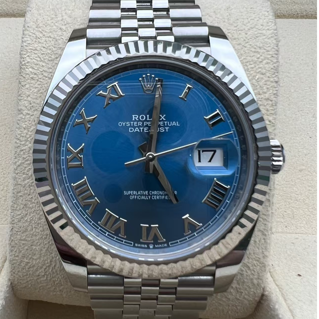 99新 Rolex/劳力士 日志型 m126334-0026 五珠蓝罗马 二手全套