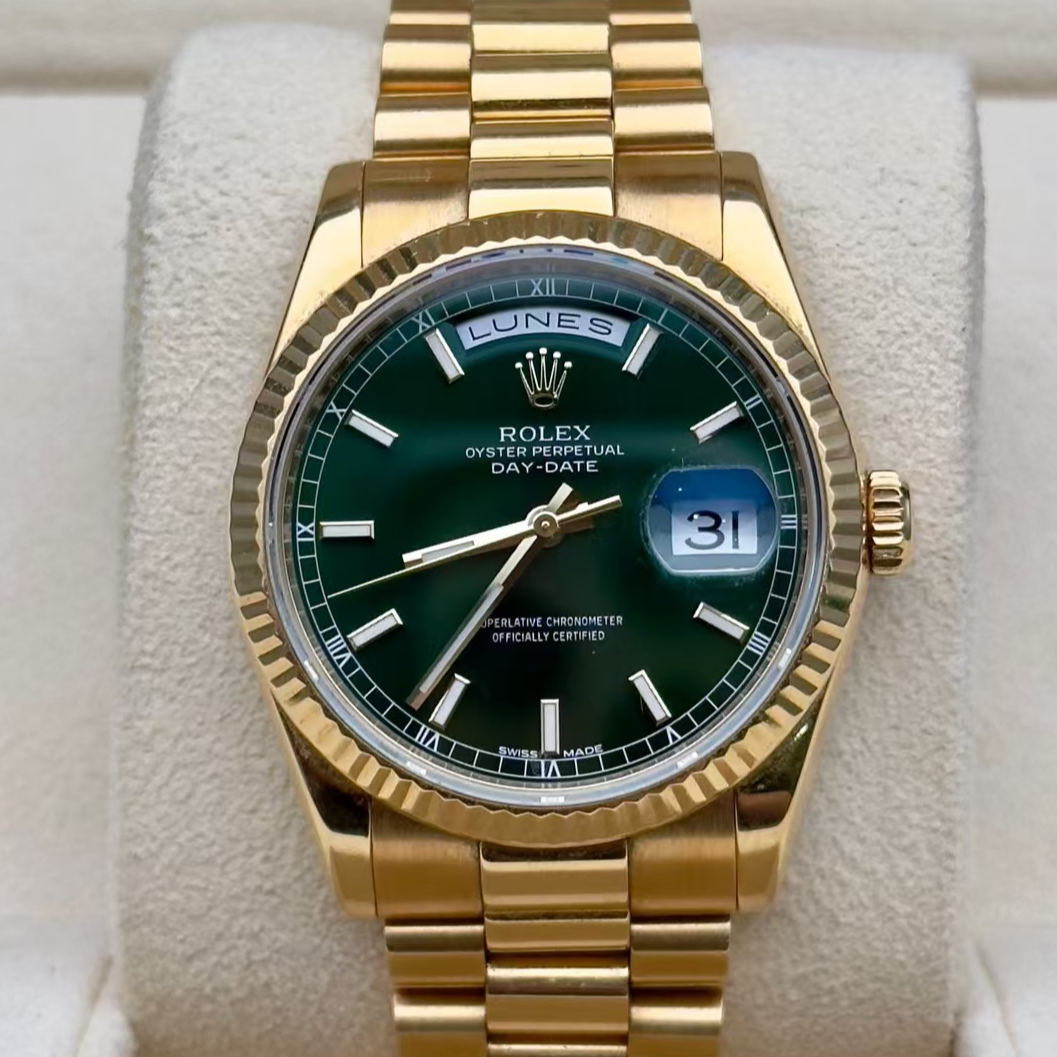 99新 Rolex/劳力士 星期日历型 m118238-0419 后改原装绿盘 单表