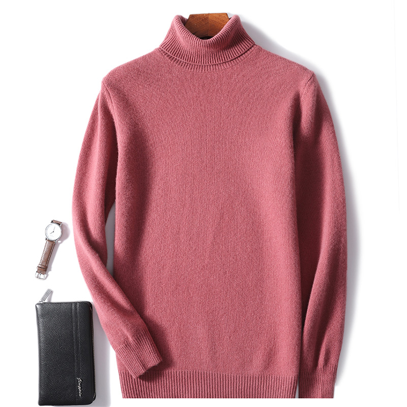 冬季新款男装纯羊毛七针加厚高翻领打底羊毛衫针织衫保暖时尚羊绒