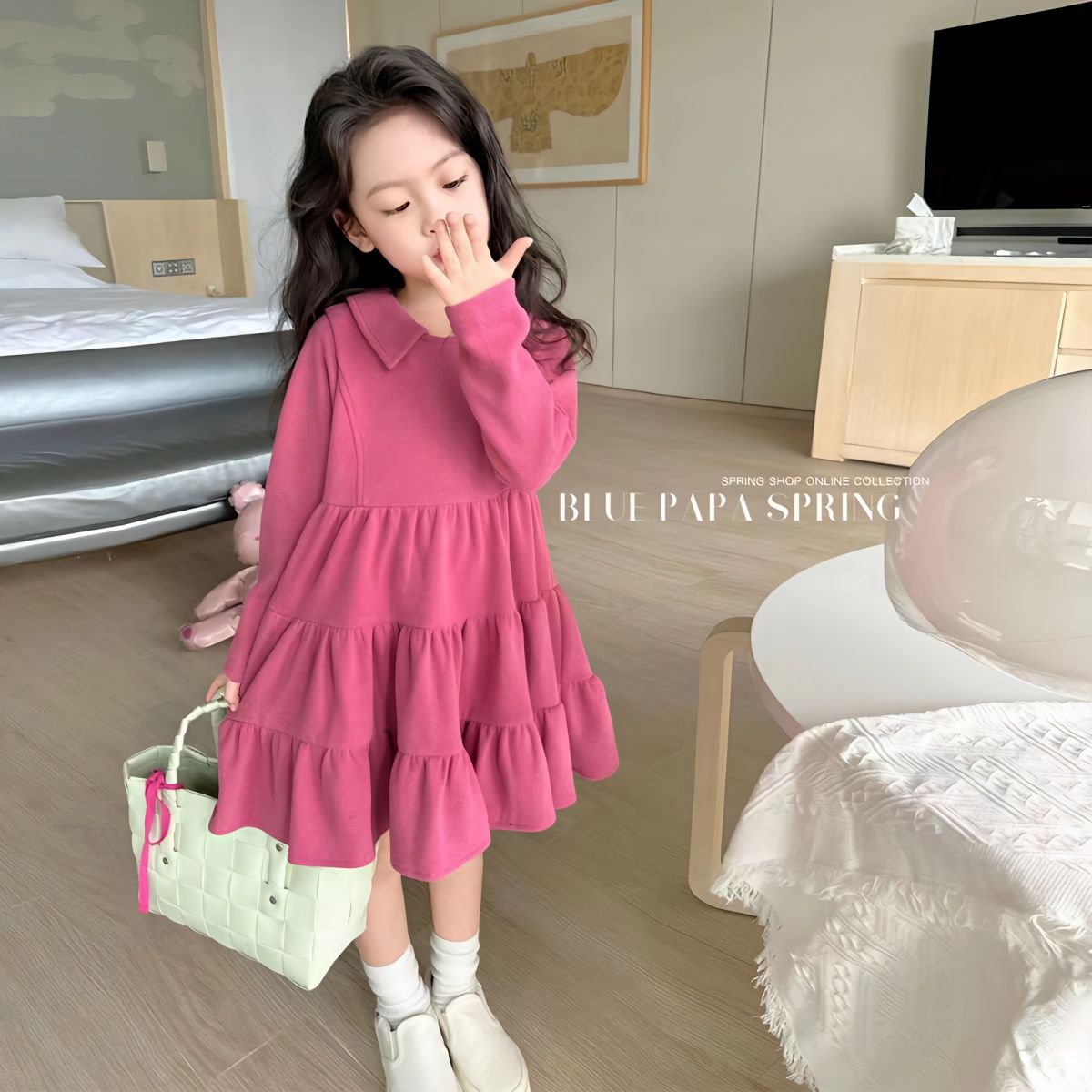 女童连衣裙春秋季2023新款中大童韩版针织裙子女宝外穿蛋糕裙时尚