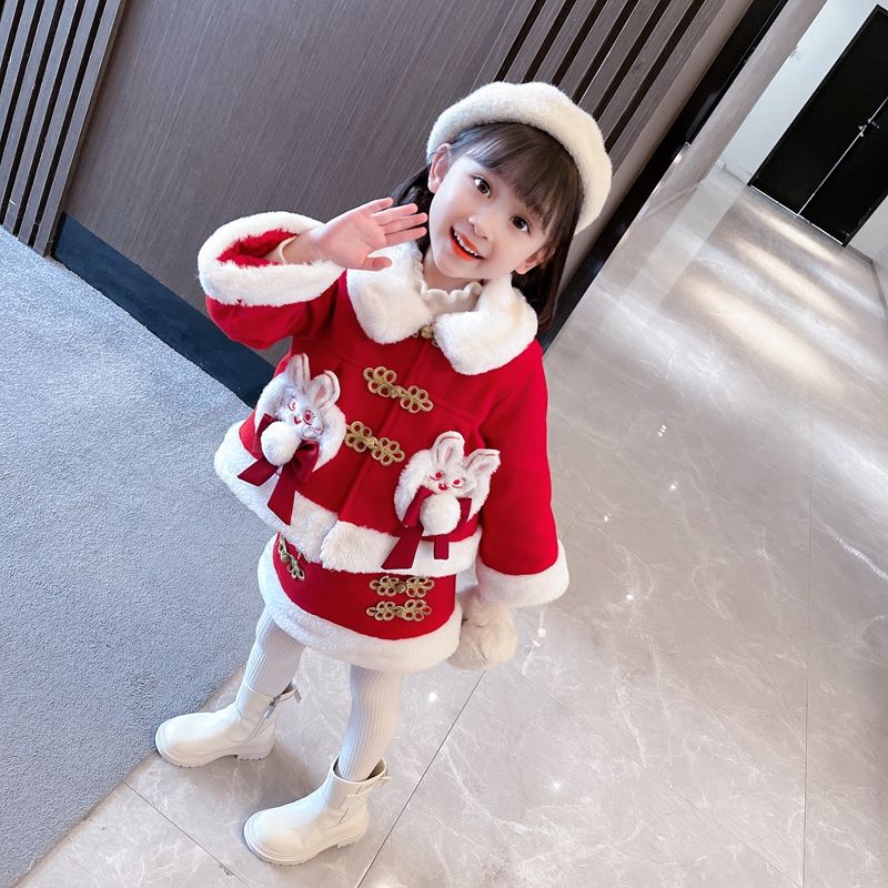 巴拉推荐汉服女童冬装款中国风襦裙仙加棉加厚拜年服宝宝女孩唐装
