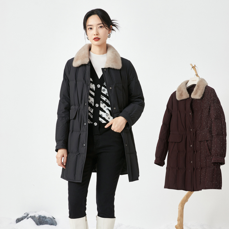 NAERSI/娜尔思时尚防风加厚保暖中长款好羽绒服NR00632W0