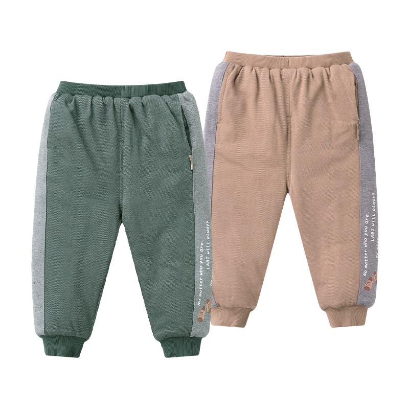 拉比专柜童装婴幼儿秋冬80夹棉长裤宝宝针织卫衣布外穿裤子