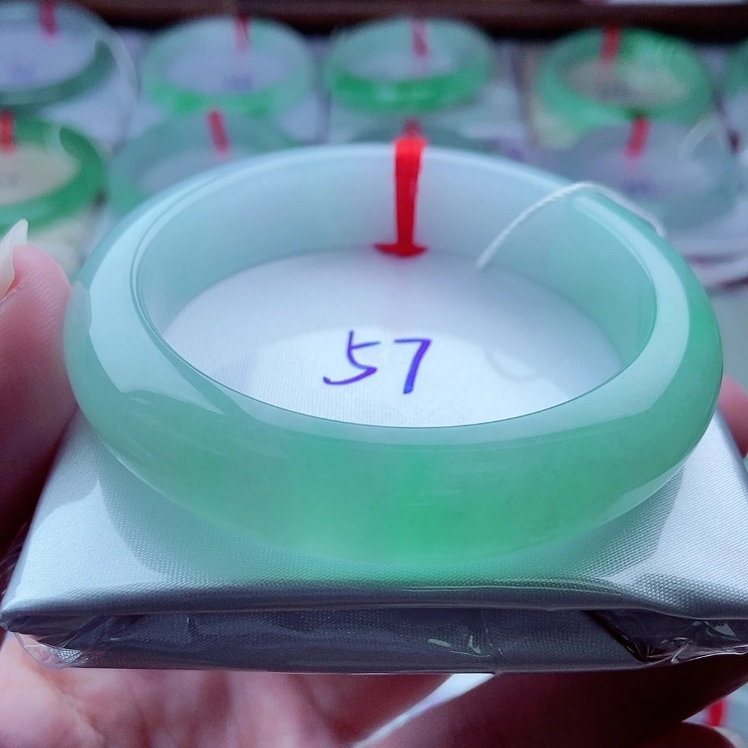 0331编57冰阳绿轮胎高贵藏收镯天然缅甸翡翠A货传承57.1，14.3，9.5