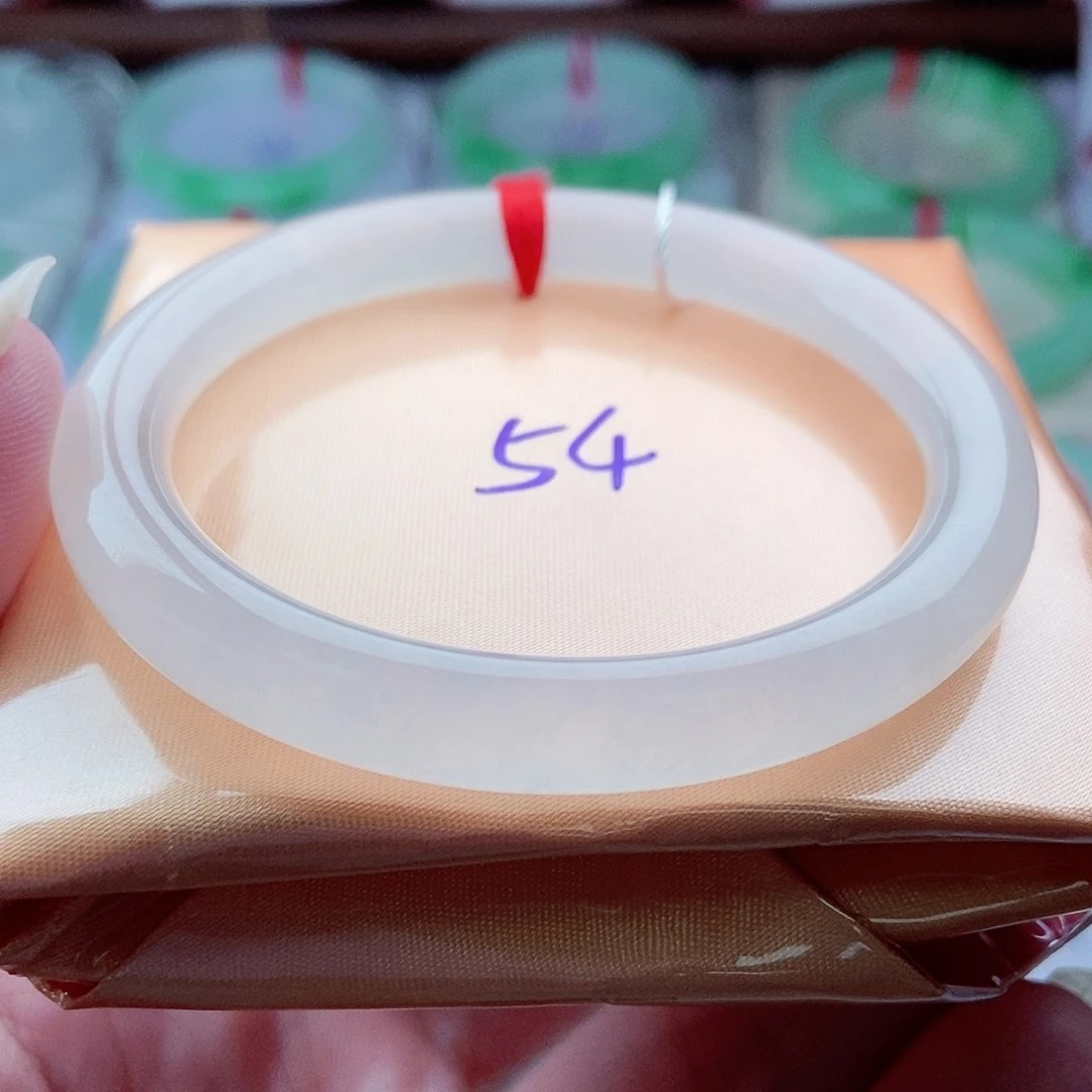 0206编54冰白月光发光发亮优雅天然缅甸翡翠A货传承54.1，8.1，8.8。