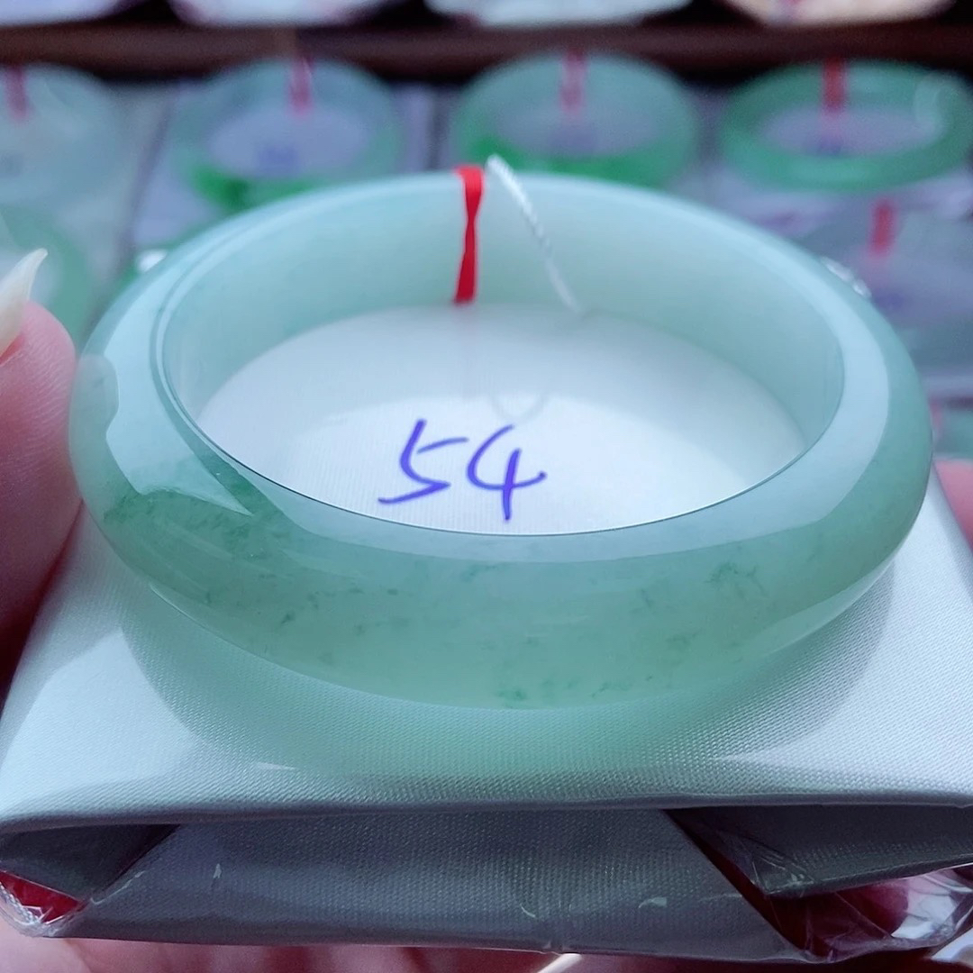 0272编54冰水草花优美随心飘扬天然缅甸翡翠A货传承54.5，12.5，8.5