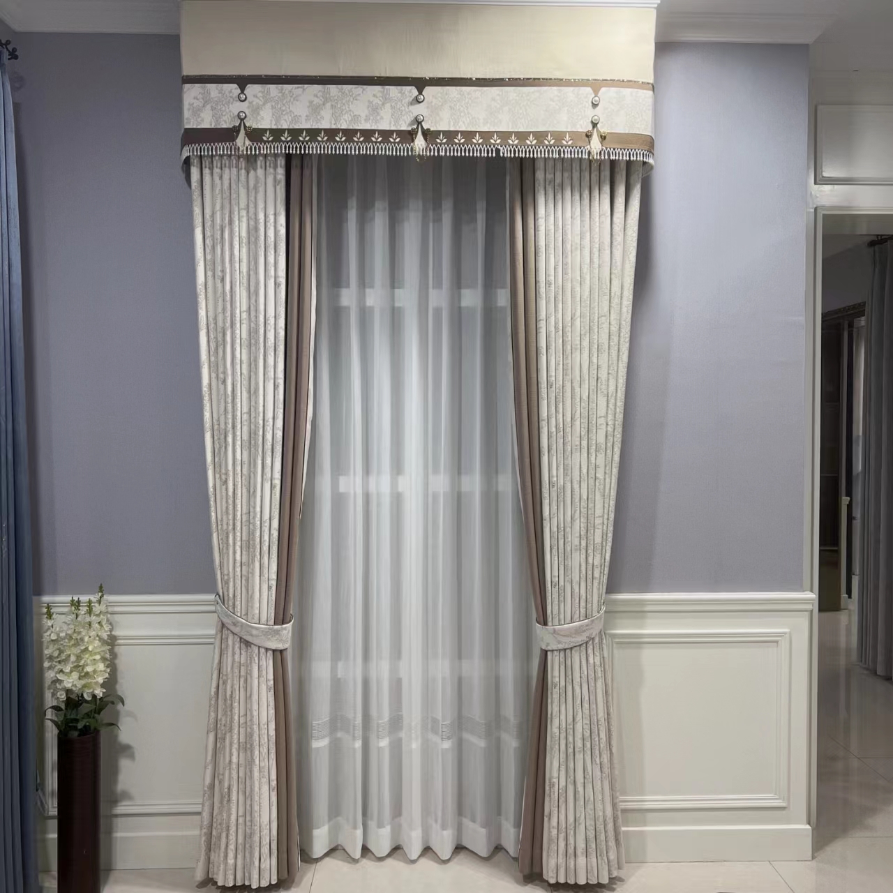 金丝提花雪尼尔高端定制高温定型遮光拼接窗帘