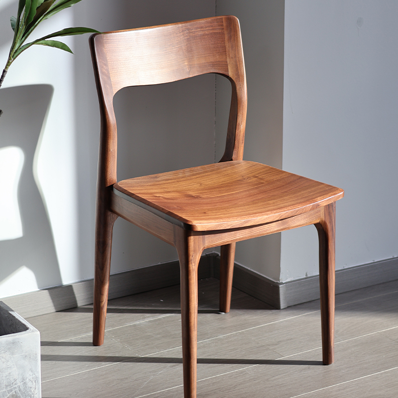北美黑胡桃木实木餐椅12号家用椅子北欧简约餐厅椅子靠背椅书房椅