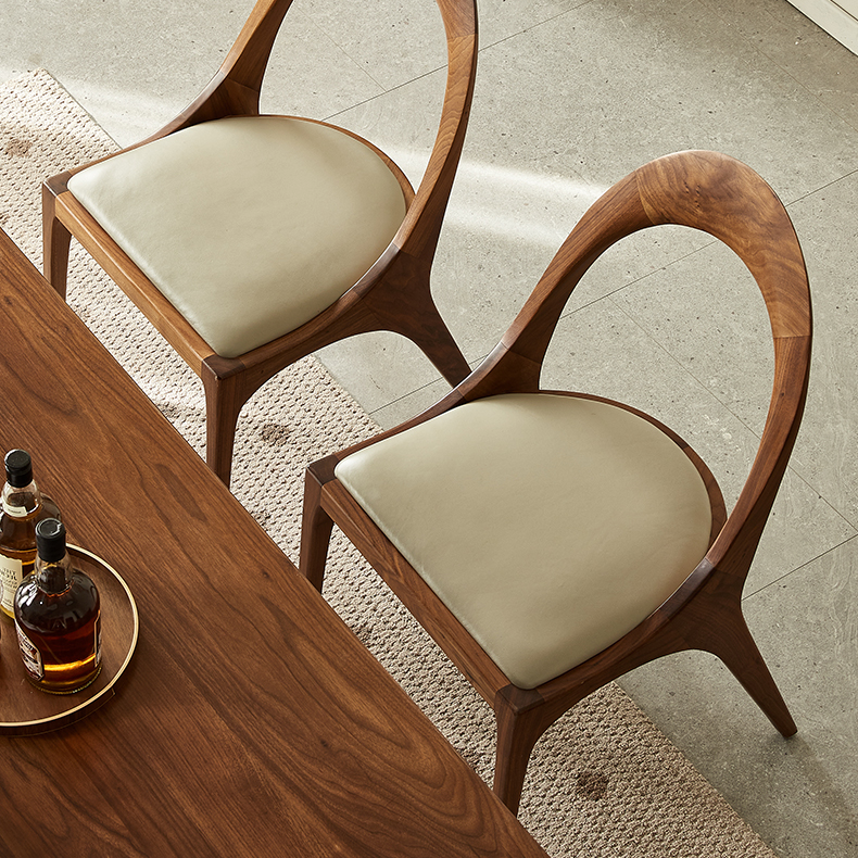 北美黑胡桃木实木餐椅家用北欧椅子原木简约休闲椅榫卯软包靠背椅