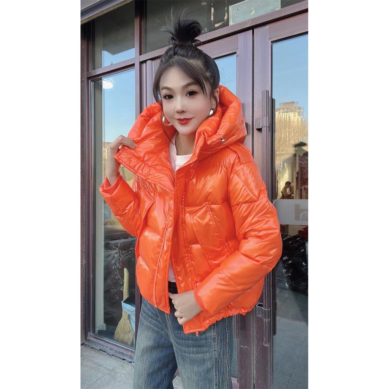 欧货亮面免洗棉服女韩版宽松短款加厚过冬面包服小个子棉袄潮