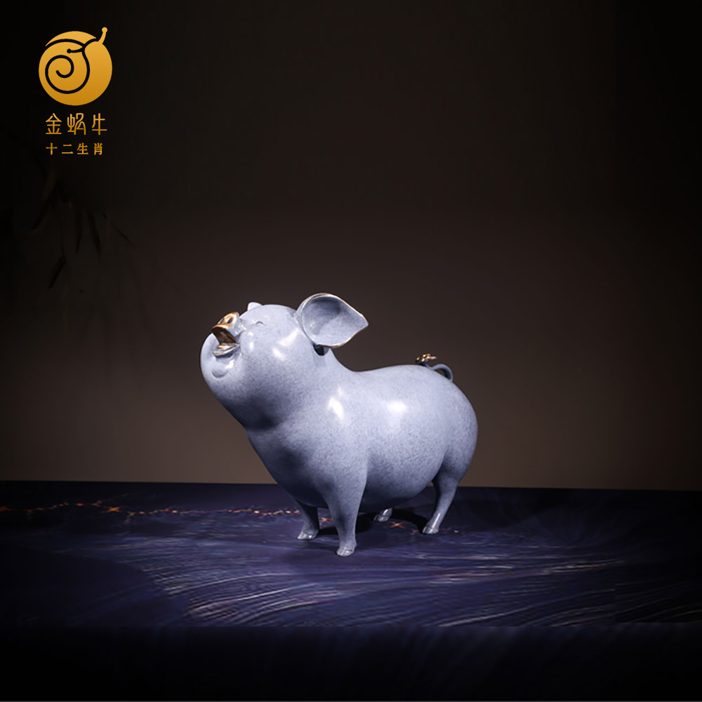 15#如意猪彩铜铜器居家玄关办公室书房摆件礼品铜工艺品