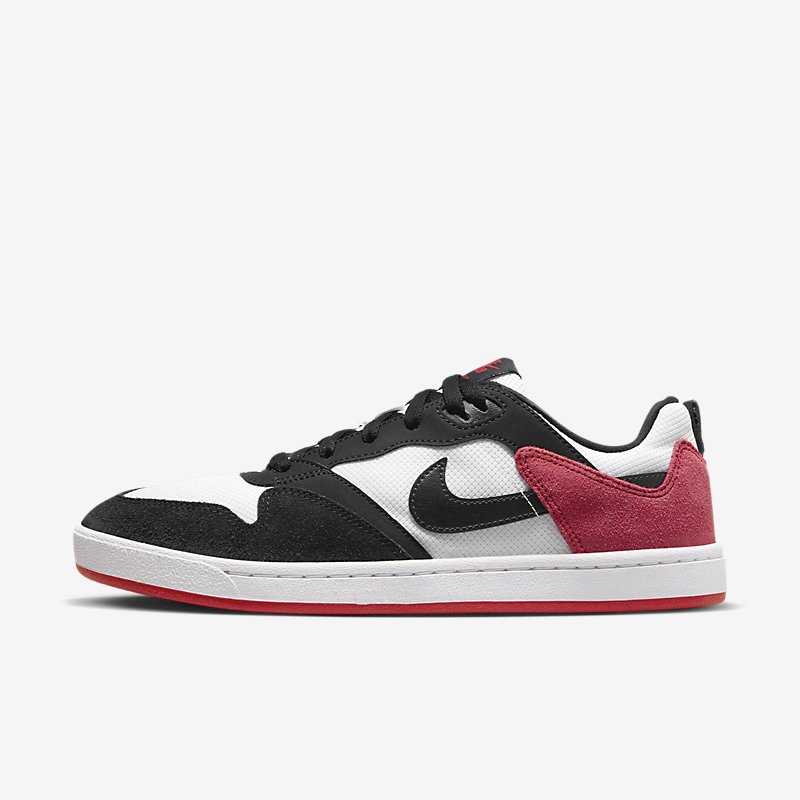 耐克/NIKE SB Alleyoop 男款黑白红麂皮防滑低帮板鞋 CJ0882-102