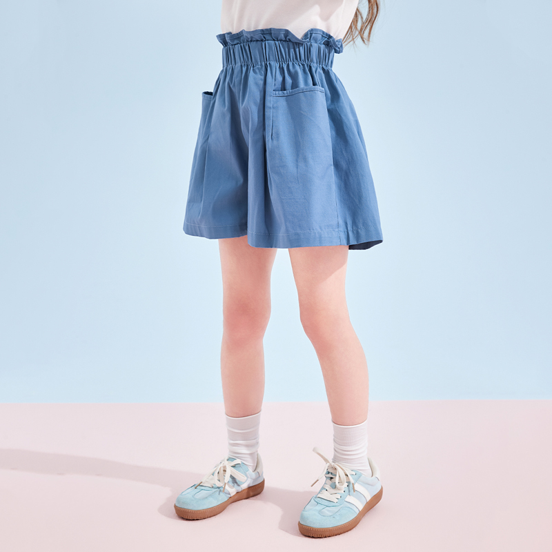 DEESHA/笛莎裤子女童25夏季新款中大童花苞腰部A字款薄款宽松短裤