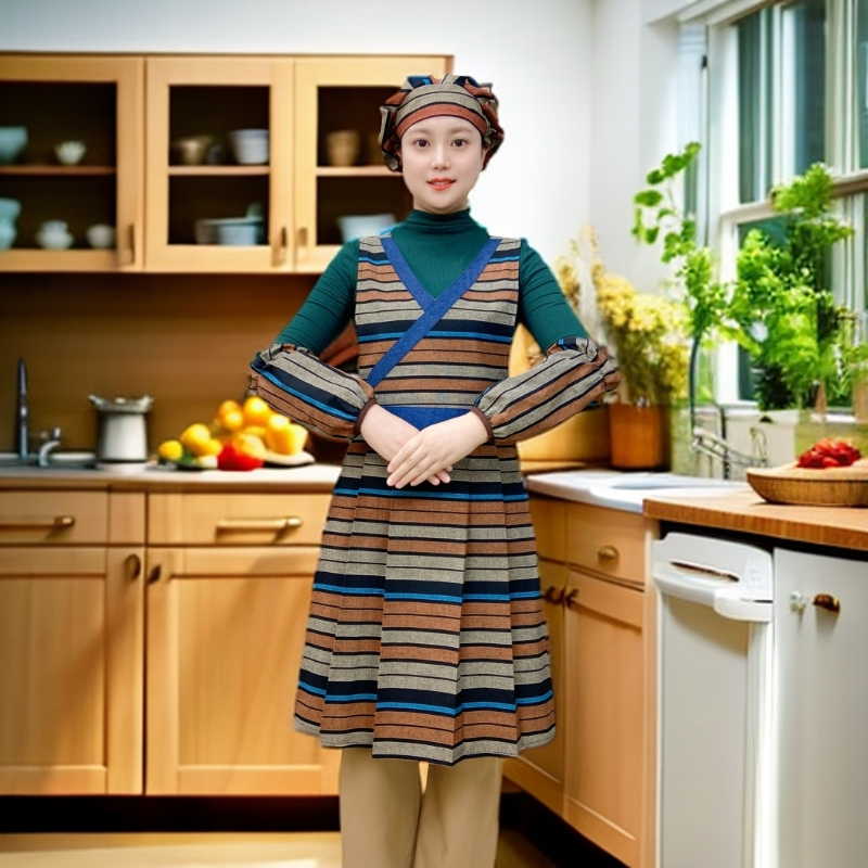 棉麻围裙特色时尚好看舒适透气高端大气上档次家用厨房民族风