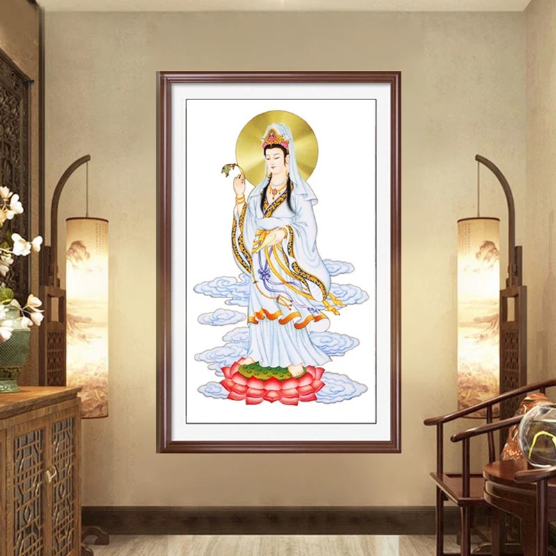方钻观世音菩萨钻石画满钻2025新款中堂佛像粘钻画送福点钻十字绣
