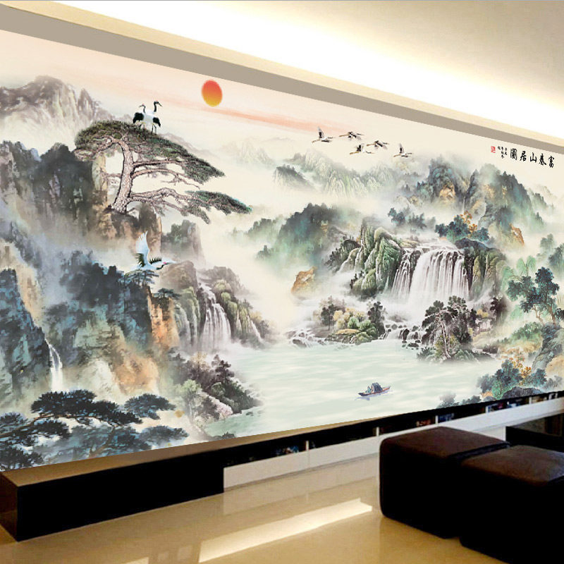 2025年新款钻石画满钻富春山居图贴钻十字绣客厅中式山水画钻石绣