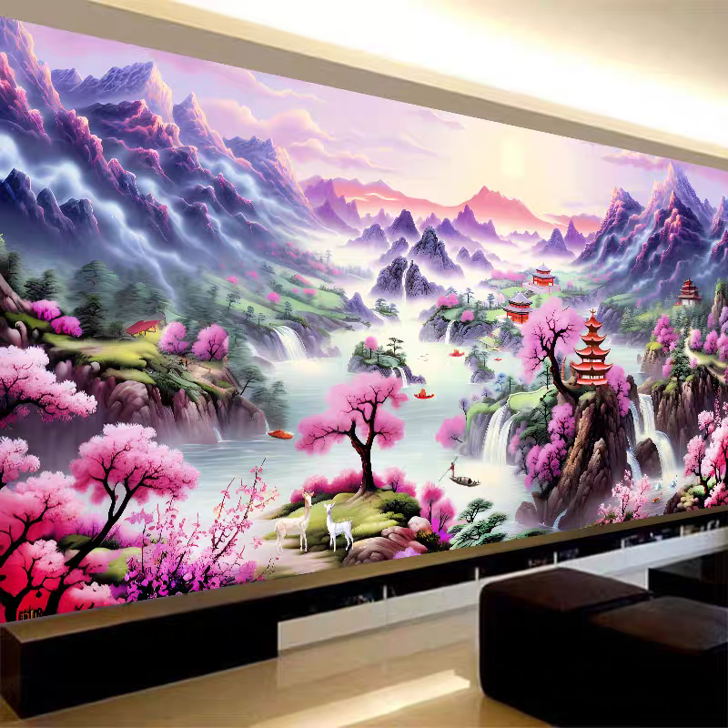 2025客厅新款钻石画满钻高难度风景大画砖石贴画山水手工5D粘钻画